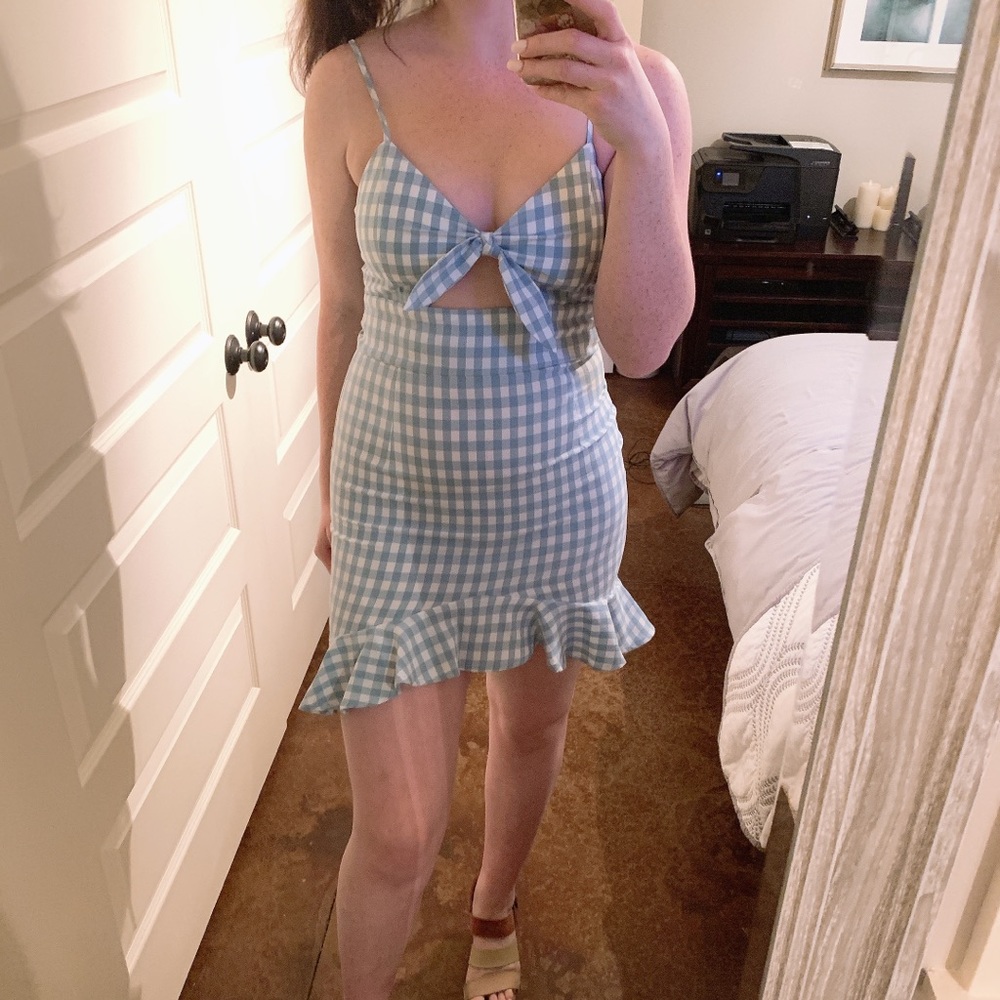 Gingham blue and white dress